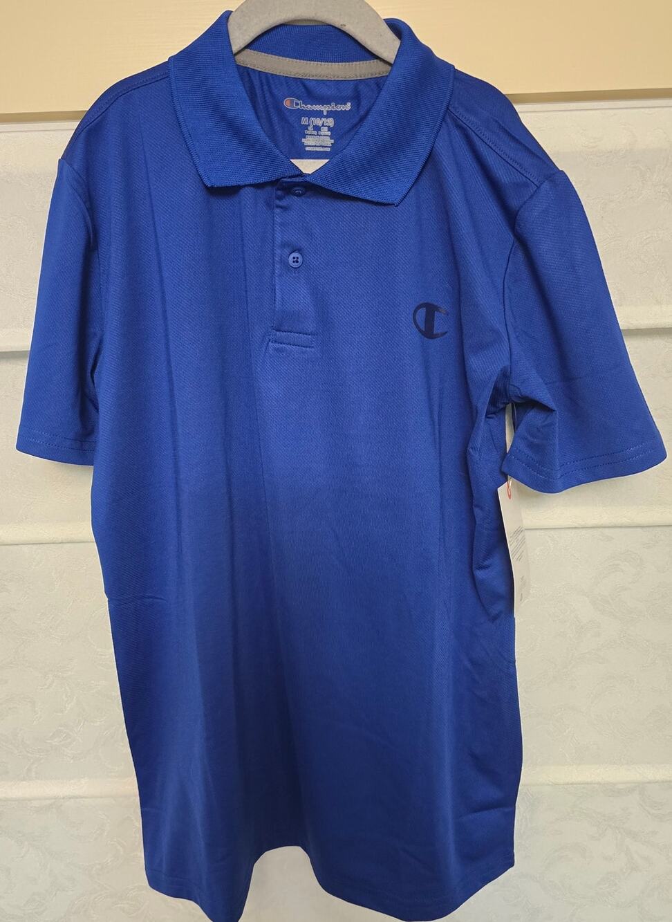 Champion Boys Medium 10/12 Royal Blue Athletic Performance Polo Shirt NWT NEW